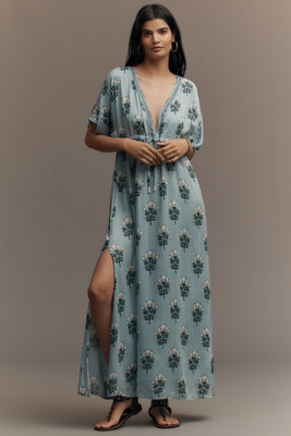 Omika Pia Floral Kaftan In Blue