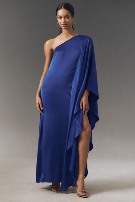 BHLDN TIANA ONE-SHOULDER SATIN KAFTAN MAXI DRESS 