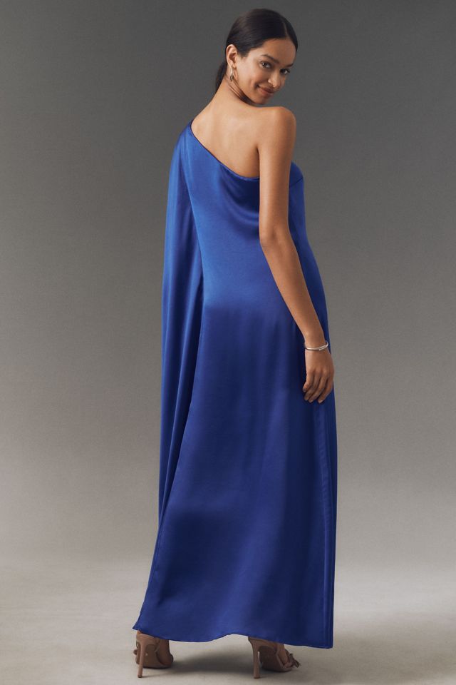 BHLDN Tiana One-Shoulder Satin Kaftan Maxi Dress #1