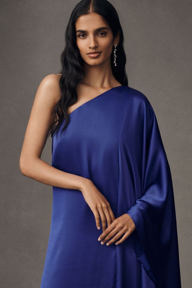 BHLDN Tiana One-Shoulder Satin Kaftan Maxi Dress #6