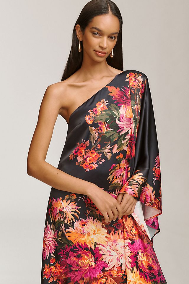 one shoulder caftan dress GUIRA line shape that floats subtly away from the body. Mara, One Shoulder Maxi Kaftan