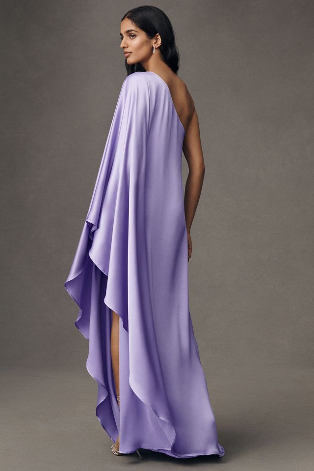 BHLDN Tiana One-Shoulder Satin Kaftan Maxi Dress