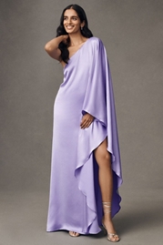 BHLDN Tiana One-Shoulder Satin Kaftan Maxi Dress