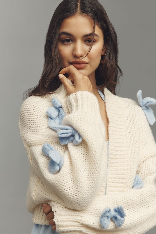 The Alicia 3D Bow Crop Cardigan Sweater by Maeve | Anthropologie