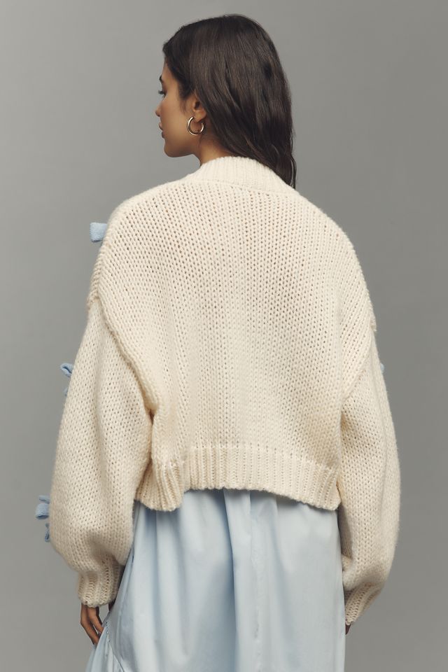 The Alicia 3D Bow Crop Cardigan Sweater by Maeve | Anthropologie