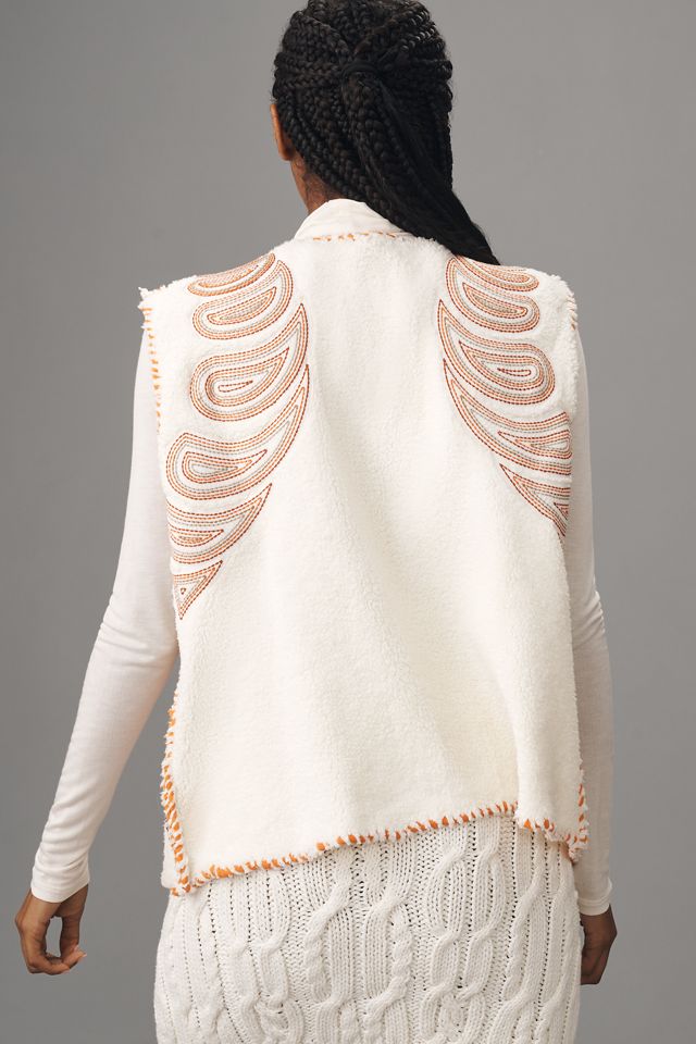 By Anthropologie Embroidered Sherpa Vest #1