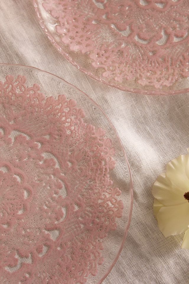 Pink Doily Side Plates, Set of 4 #1