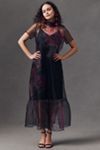 bhldn carina short-sleeve high-neck organza midi dress BHLDN Carina Short-Sleeve High-Neck Organza Midi