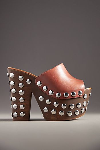By Anthropologie Studded Wood-Bottom Platform Sandals By Anthropologie Studded Wood-Bottom Platform Sandals