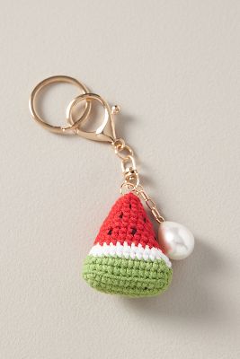 By Anthropologie Fruit Crochet Bag Charm In Gold