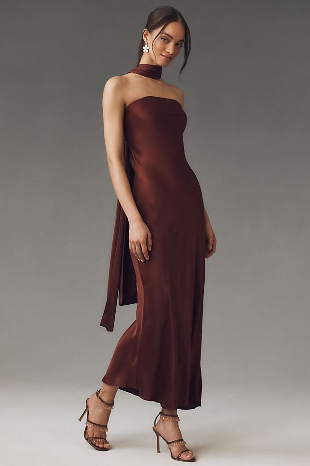 strapless slip dress Bow-Bandeau Cutout Satin Maxi 92 cm (34 4SI3NNA Strapless Velvet Slip Dress