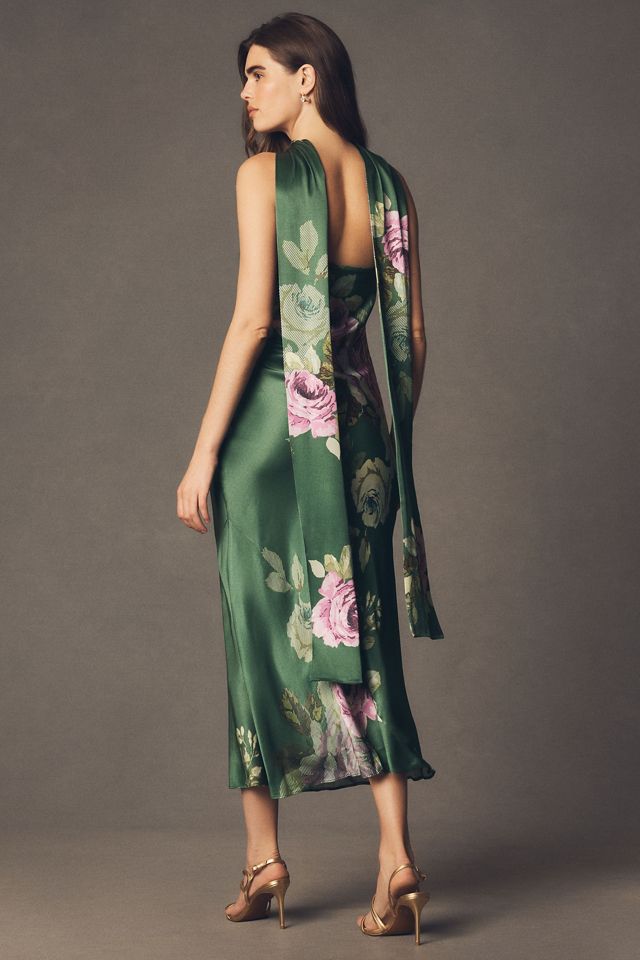 BHLDN Leah Strapless Satin Scarf Slip Midi Dress #1