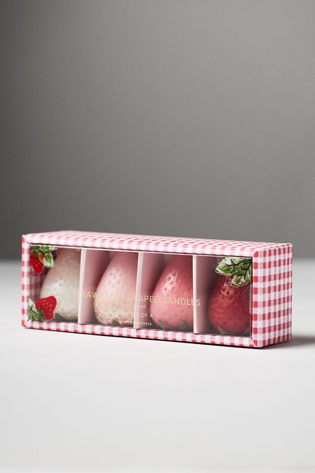 Strawberry Shaped Wax Decorative Candles, Set of 4 #1