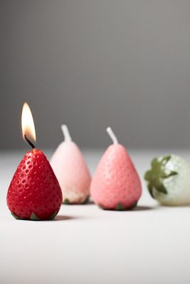 Strawberry Shaped Wax Decorative Candles, Set of 4
