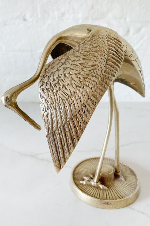 Old Flame Candle Co. Vintage Brass Crane Figurine Duo #3