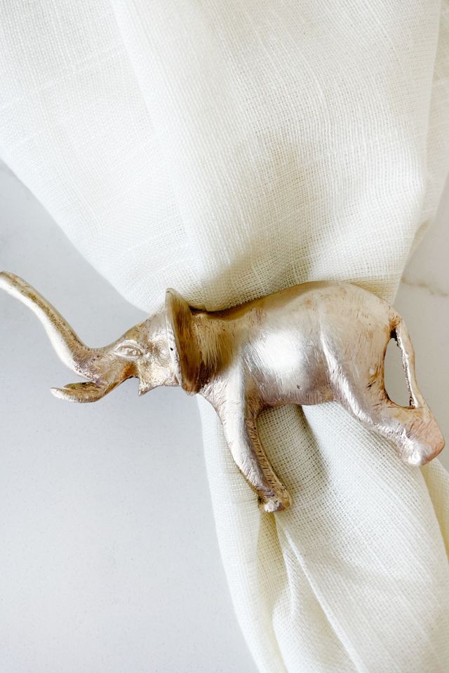 Old Flame Candle Co. Vintage Brass Elephant Napking Ring Set #2