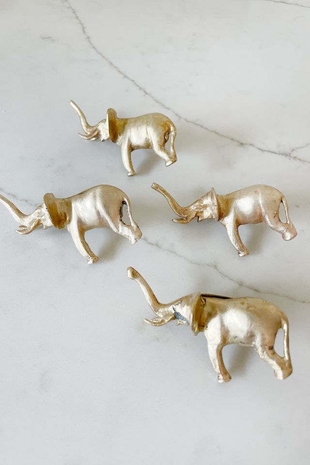 Old Flame Candle Co. Vintage Brass Elephant Napking Ring Set #3
