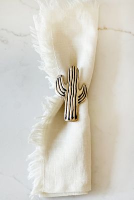 Old Flame Candle Co. Vintage Brass Cactus Napkin Rings