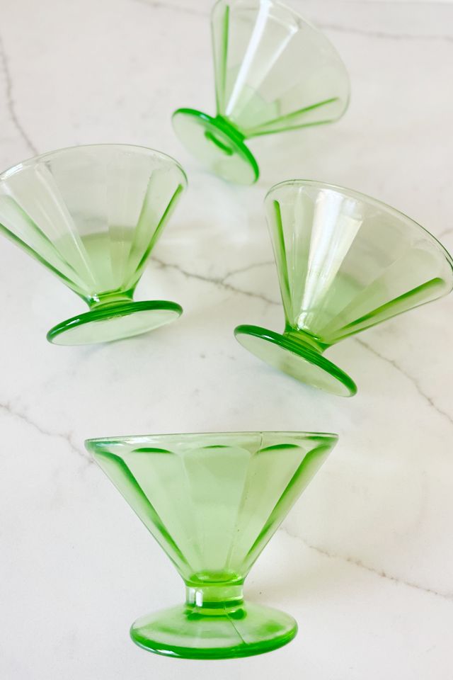 Old Flame Candle Co. Vintage 1930s Green Glow Dessert Cups #2