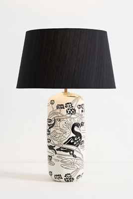 Anthropologie Black Swan Ceramic Table Lamp
