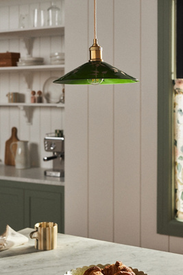 Anthropologie Etched Leaf Glass Pendant