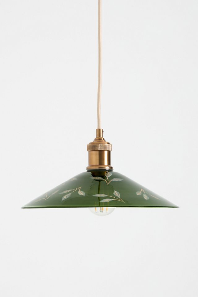 Etched Leaf Glass Pendant Ceiling Light #1