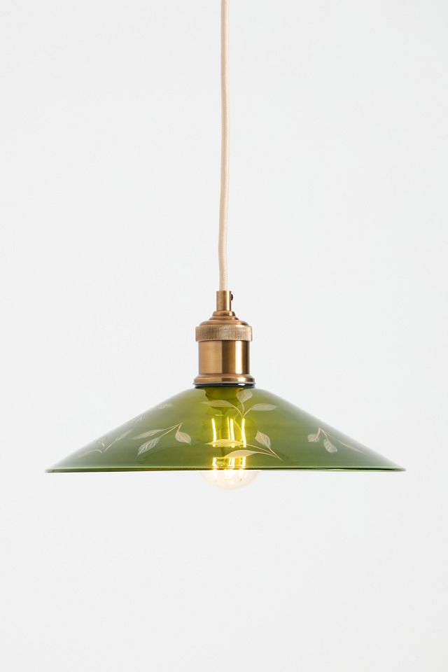 Etched Leaf Glass Pendant Ceiling Light #2
