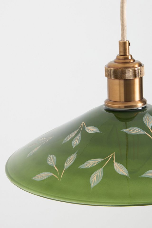 Etched Leaf Glass Pendant Ceiling Light #3