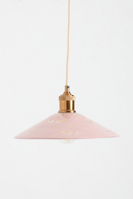 Anthropologie Etched Leaf Glass Pendant