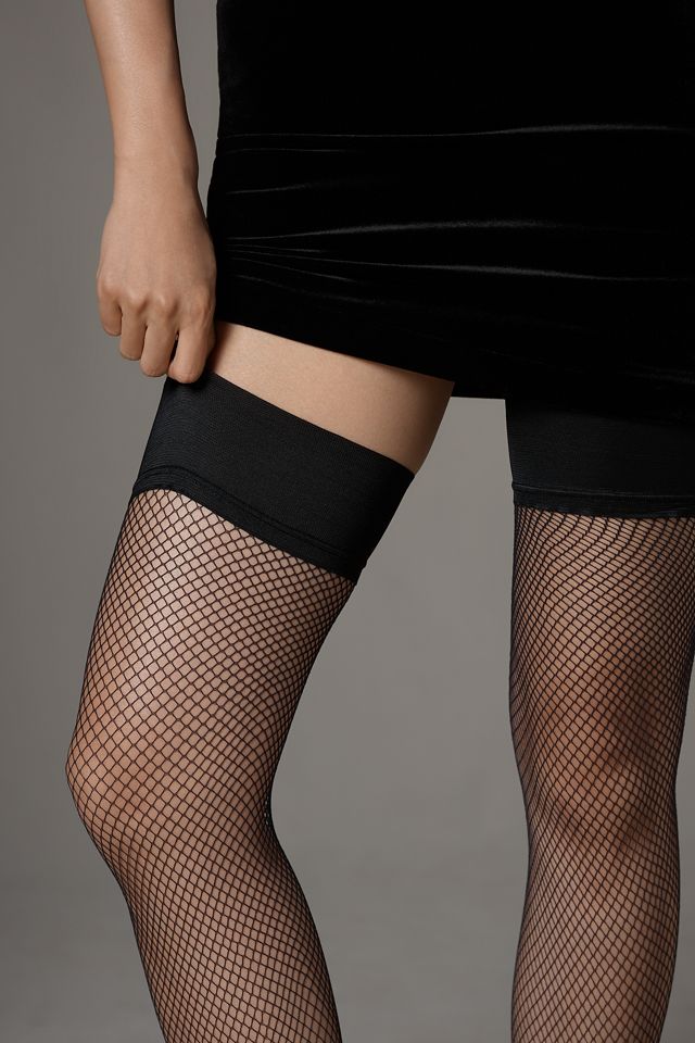 Bluebella Fishnet Plain Top Thigh-High Socks #1