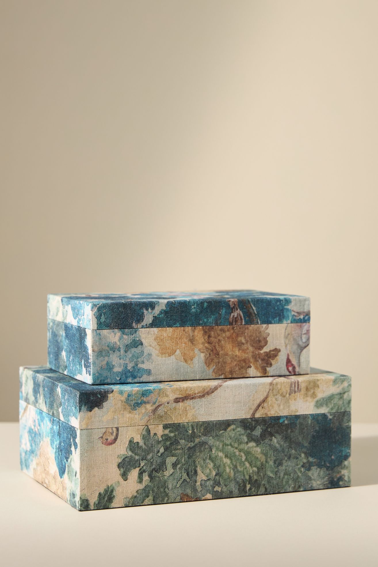Printed Fabric Covered Boxes, Set of 2 - Judarn, Set Of 2