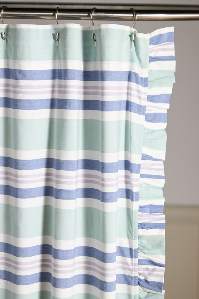 Mele Cotton Striped Ruffled Shower Curtain #2