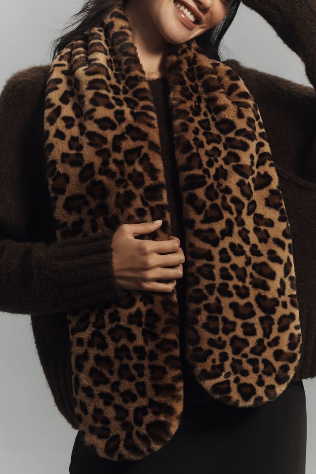 By Anthropologie Faux-Fur Leopard Scarf #1