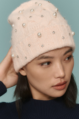 Anthropologie MAEVE EMBELLISHED PEARL BRUSHED BEANIE Style No.  41539436… Maeve Embellished Pearl Brushed Beanie | Anthropologie main image 3