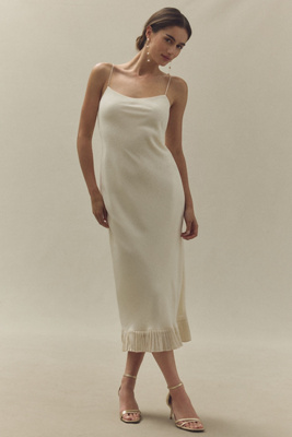 Reformation Suki Sleeveless Scoop-neck Ruffle-hem Midi Dress In White