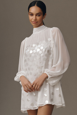 BHLDN HIGH-NECK SEQUIN PAILLETTE MINI DRESS 