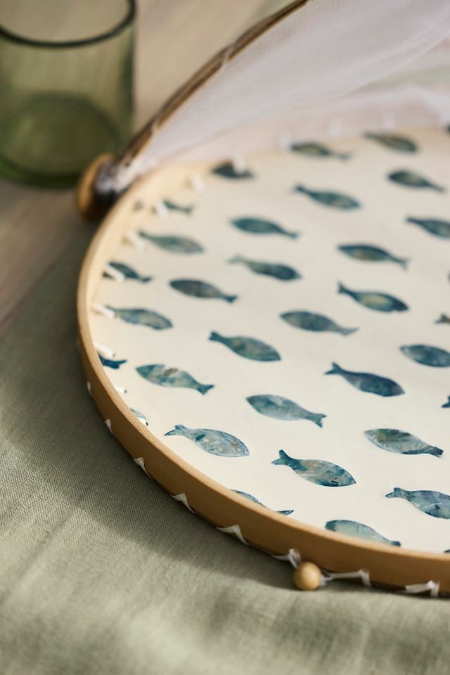Fish Print Covered Serving Tray #1