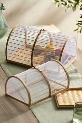 Bamboo Covered Serving Trays