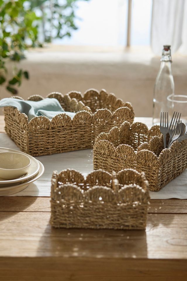 Seagrass Kitchen Storage Baskets, Set of 3