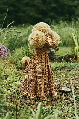 Poodle Dog Woven Wicker Basket | AnthroHome