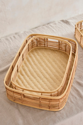 Terrain Woven Bamboo Trays, Set Of 3