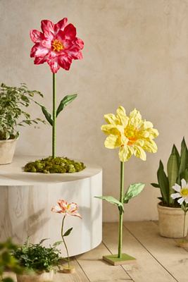 Anthropologie Paper Flower Stand, Tall In Pink