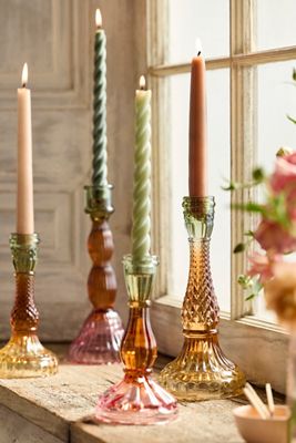 Ombre Pressed Glass Taper Holder, Small