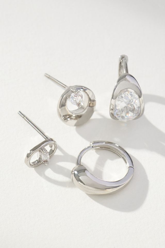 Crystal Loop Earrings, Set of 4 #1