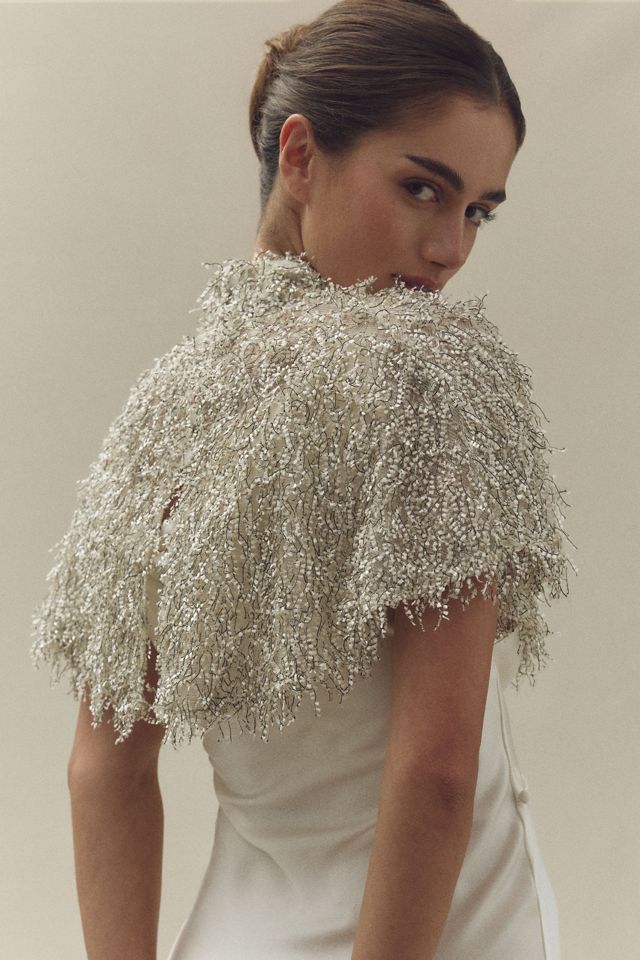 Unreal Fur Faux-Feather Cape Bon #1