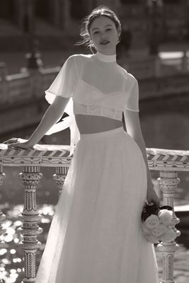 By Anthropologie Weddings Satin & Tulle Bustier Top