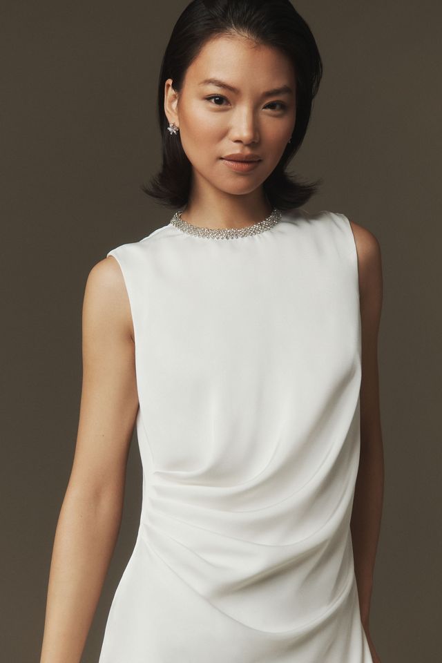 Mac Duggal Rhinestone Neckline Draped Mini Dress | Anthropologie