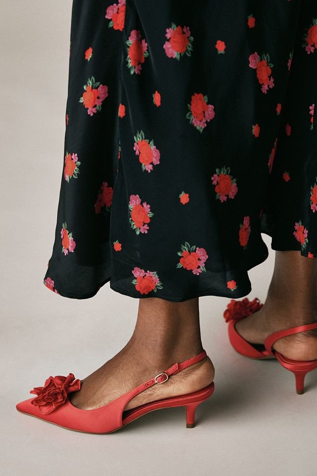 Maeve Floral Satin Slingback Heels #2