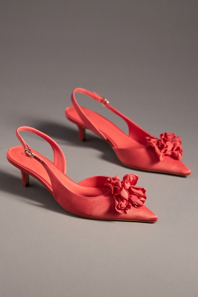 Maeve Floral Satin Slingback Heels #4