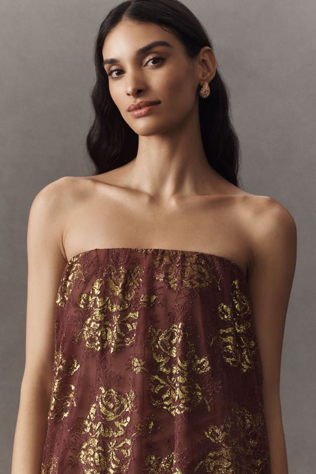 Helsi Cara Strapless Metallic Lace Maxi Dress